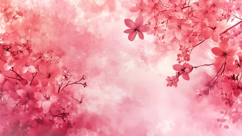 Pink Cascading Florals: Depth-Layered Soft-Focus Bloom Composition.