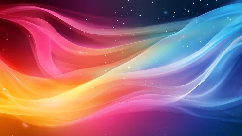 Vibrant flowing color waves over deep starry gradient.