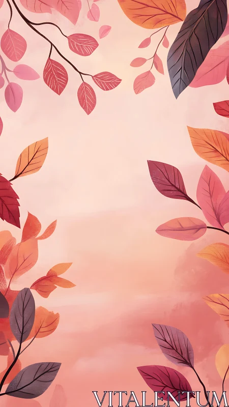 Soft autumn branches frame a gentle pink evening sky