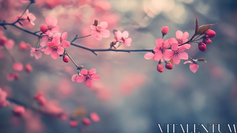 Pink Cherry Blossoms Frame a Dreamy Spring Landscape