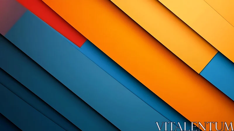 Abstract geometric background with layered blue and orange shapes.