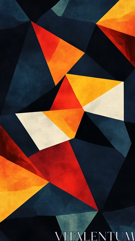 Geometric abstract triangles form bold chromatic composition