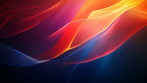 Vibrant translucent color waves glide over deep gradient