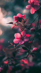 Luminous Pink Blossoms Dance in Soft Garden Light