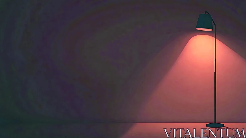 Minimalist floor lamp casting warm cone of indirect light