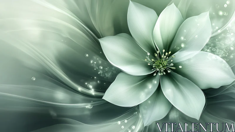 Ethereal Green Flower with Luminous Petals.
