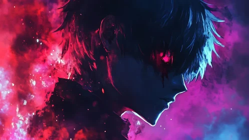 Neon embers burn through the brooding silhouette of dusk