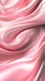 Glossy pink fluid waves curve across reflective folds.
