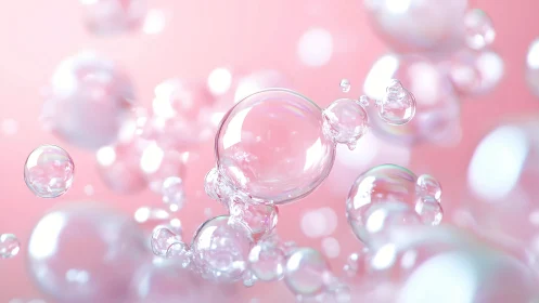 Cotton-candy bubble drift in soft pink daylight glow.