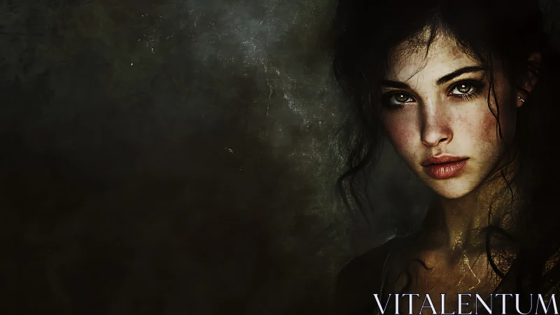 Brooding woman portrait under moody chiaroscuro lighting.