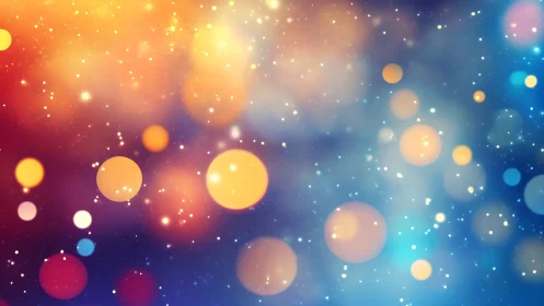 Floating city of bokeh orbits drifts through twilight color