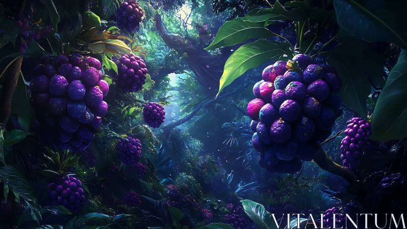 Moonlit jungle clusters of impossible indigo forest fruit.
