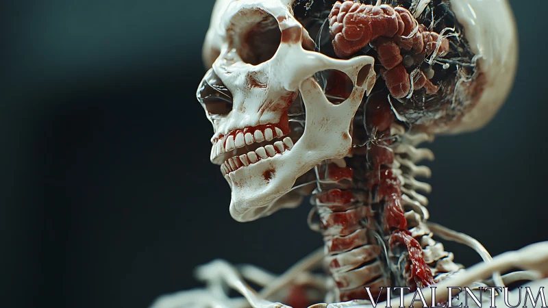 Detailed human skull and neck anatomy rendered in profile