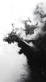Monochrome ink surge forming abstract black and white vortex.