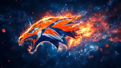 Flaming vectorized stallion emblem with combustion dynamics.