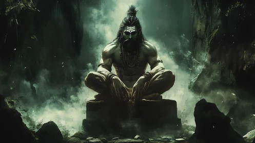 Mountain cave meditations forge a stormlit warrior sage