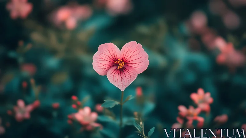 Pink Love Blooms Bold Against Teal Garden Mystery