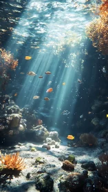 Sunlit coral canyon where curious reef fish wander slowly.