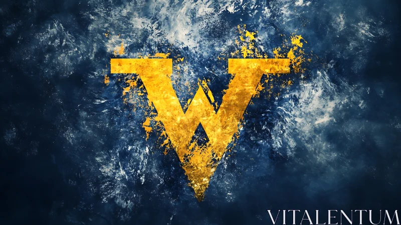 Golden W monogram erupts like solar fire in midnight surf