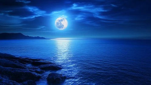 Lunar-illuminated seascape renders high-contrast specular reflections