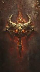 Hellforged horned sigil with burning eye at its heart.
