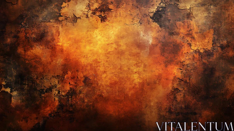 Rustic textured abstract painting in warm earth tones and golds.