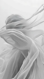 Translucent white fabric folds in soft abstract motion.
