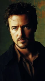 Male subject portrait with shallow depth and dark tones.