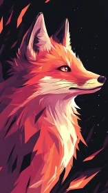 Stylized red fox portrait in sharp angular digital art.