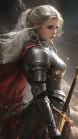 Armored warrior heroine rendered with high-detail metallic speculars