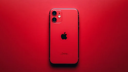 Red iPhone 11 Against Matching Crimson Background