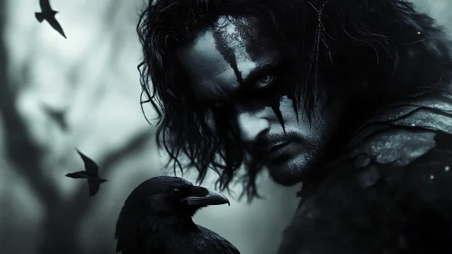 Brooding raven warlock trading secrets with the stormlight.