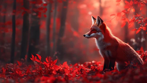Crimson forest fox listening to autumn&rsquo;s quiet heartbeat.