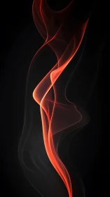 Red luminous smoke stream on black digital background.