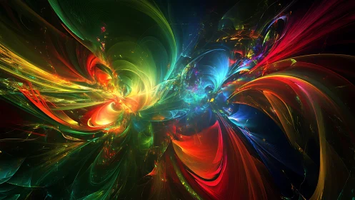 Prismatic energy vortex exploding in luminous nebula space.