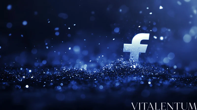 Shimmering blue social icon rising from glittering night.