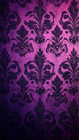 Ornate damask wallpaper with magenta to violet gradient lighting.