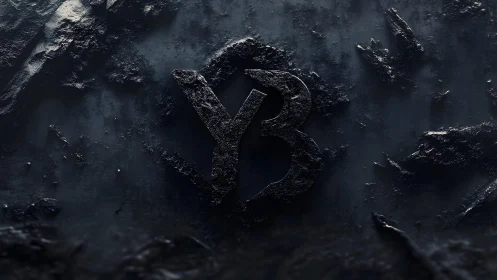 Bold YB Logo Engraved in Textured Dark Stone Background.