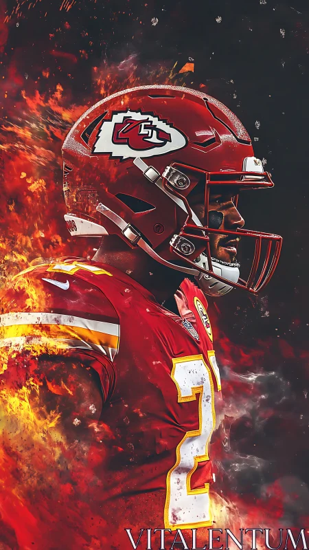 Kansas City football player profile rendered with fiery effects