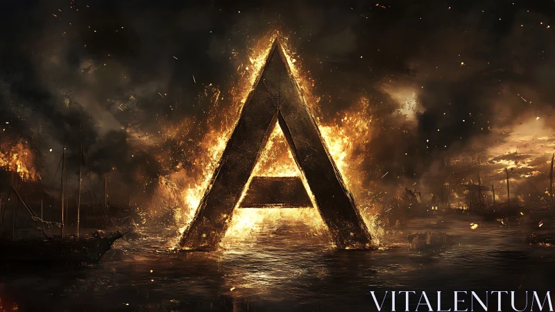 Triangular Gateway in Flames and Ash.