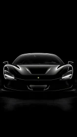 Midnight supercar silhouette with glossy front profile.