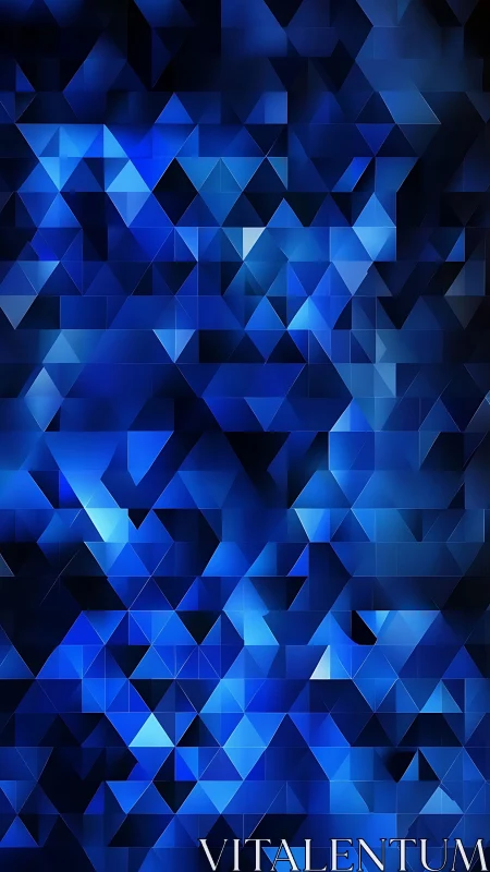 Geometric blue triangular mosaic with gradient-lit polygonal tessellation