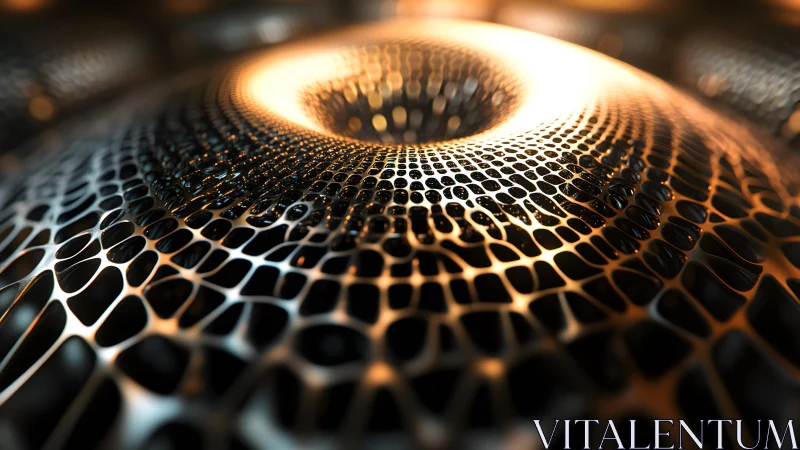 Futuristic Metallic Mesh Pattern With Glowing Abstract Lighting.
