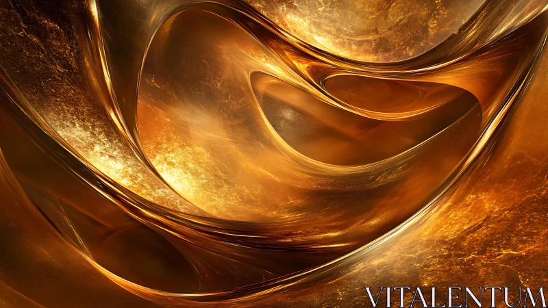 Abstract golden fluid waves with glowing metallic texture.