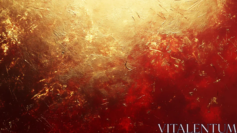 Gold and Red Abstract Texture with Metallic Shine and Depth.