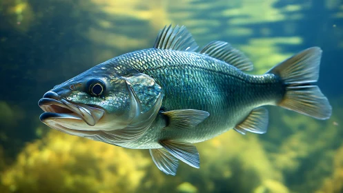 Graceful freshwater fish gliding through sunlit water.