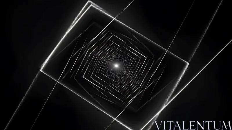 Spiraling white light tunnels draw eyes into a glowing center