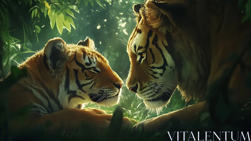 Twin Tigers Display Trophic Predator Anatomy With Dramatic Backlighting