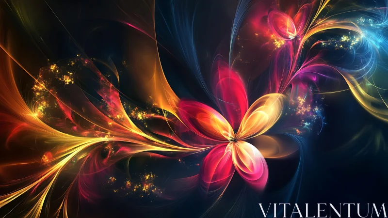 Starlit petal currents swirling through cosmic night bloom.