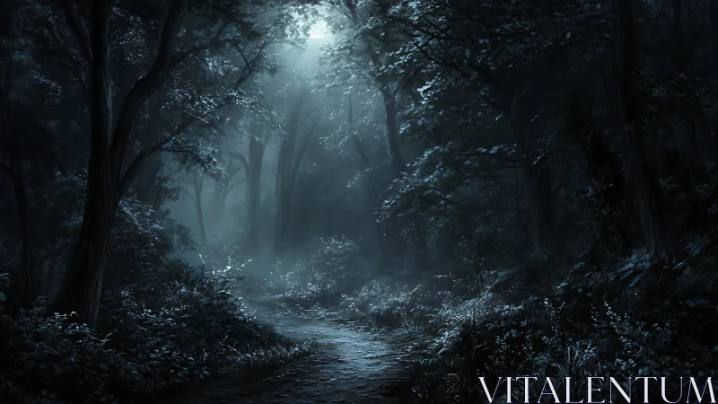 Luminous Pathways: Where Moonlight Whispers Through Ancient Woods